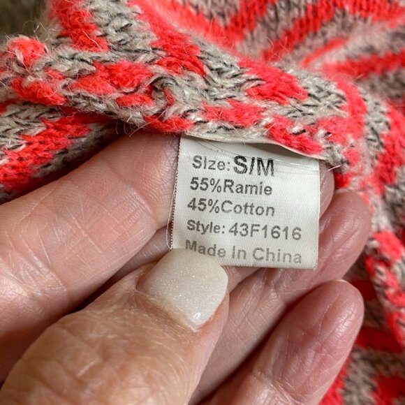 Petrol Womens Grey and Red Marled Open Cardigan with Fringe Size S/M Boho - Picture 4 of 9